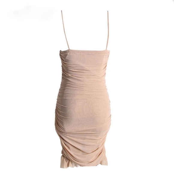 Nude Rushed Mini Dress - Picture 3 of 3